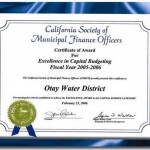 California Society of Municipal Finance Officers Award - Capital Budget Excellence Award FY 2005-2006