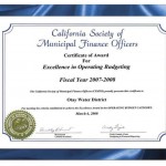 California Society of Municipal Finance Officers Award - Operating Budget Excellence Award FY 2007-2008