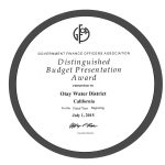 GFOA Award - Distinguished Budget Award FY 2016