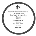 GFOA Award - Distinguished Budget Presentation Award FY 2015