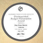 GFOA Award - Distinguished Budget Presentation Award FY 2014
