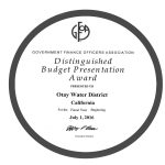 GFOA Award - Distinguished Budget Presentation Award FY 2017