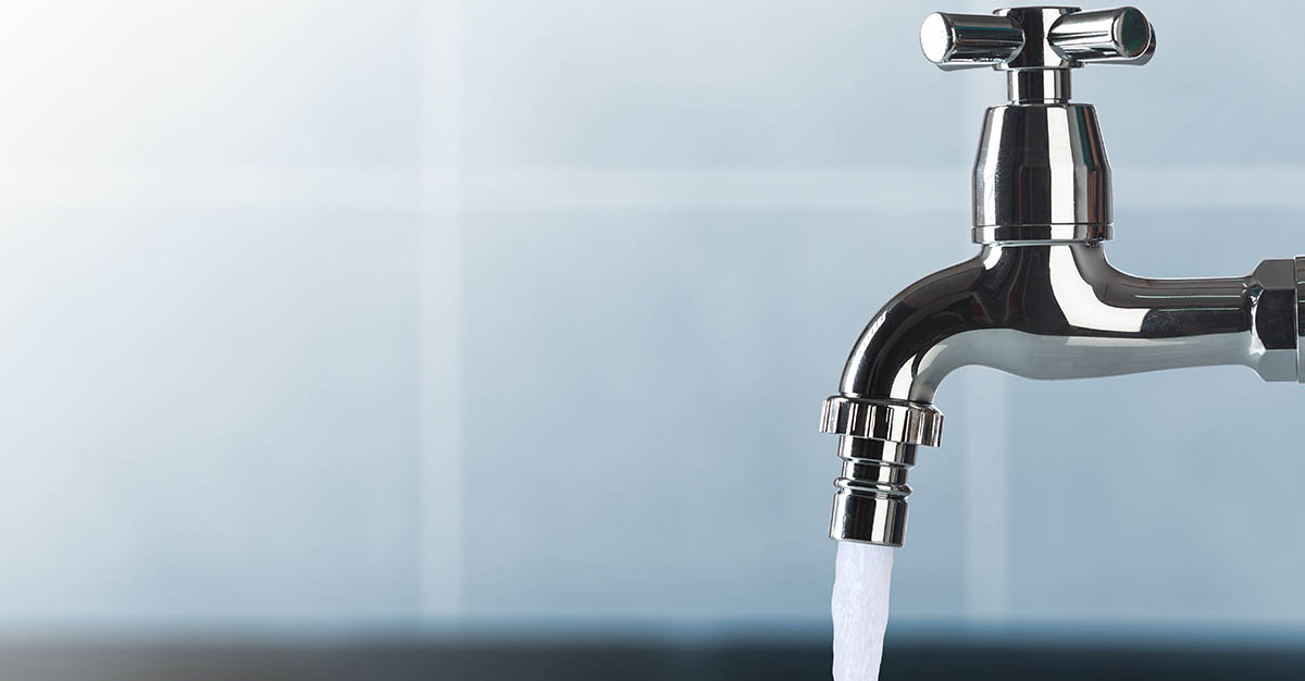 Water running out of faucet