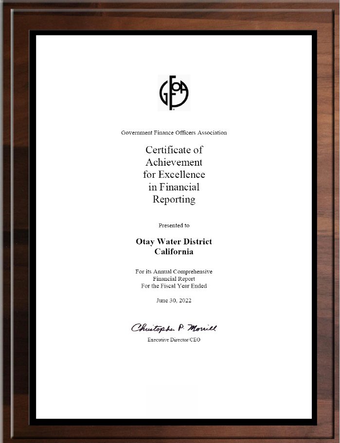 Distinguished Budget Presentation Award FY22