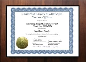 Operating Budget Excellence Award FY24