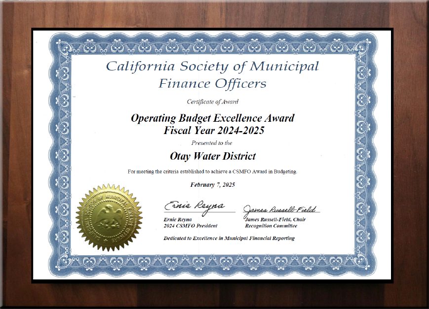 Operating Budget Excellence Award FY25